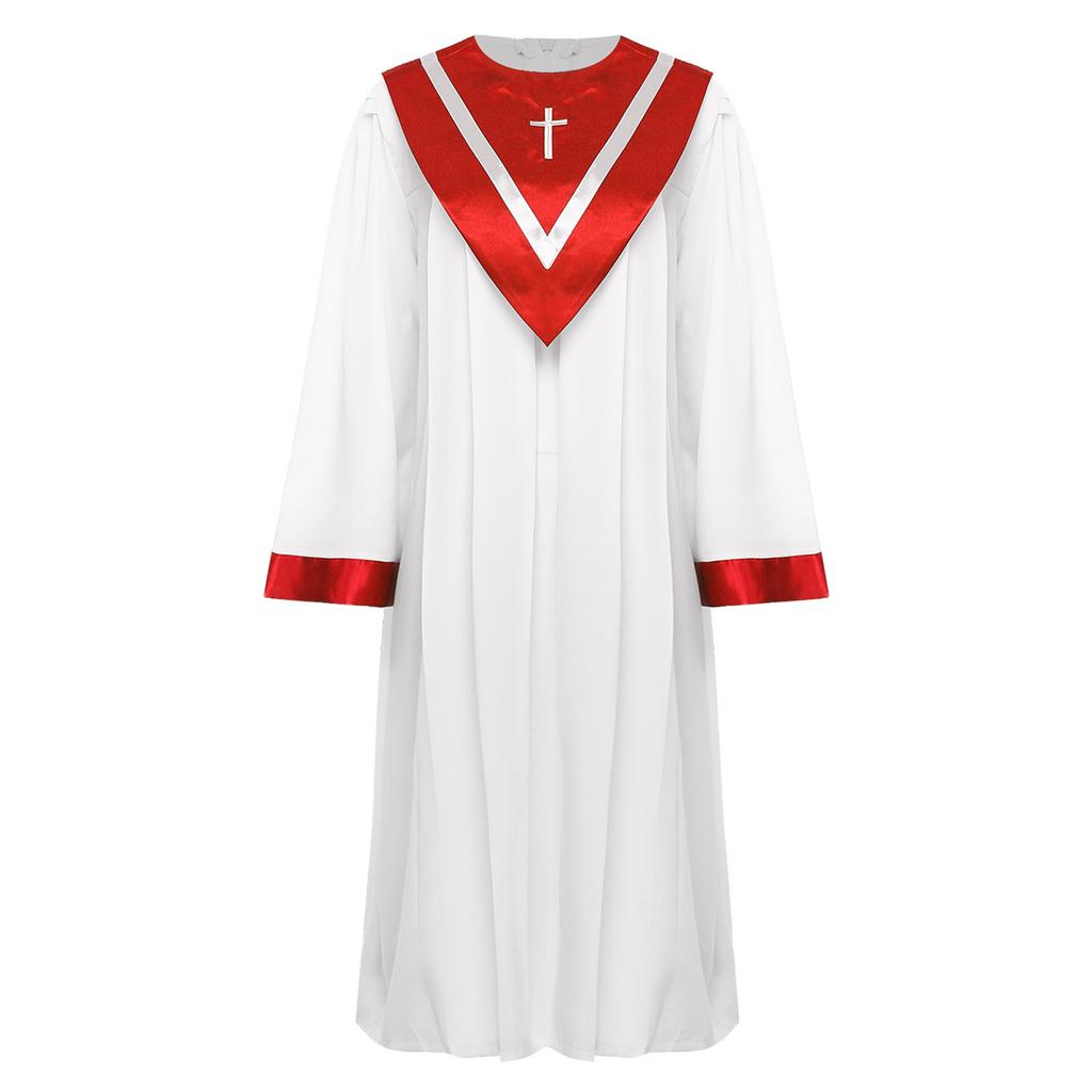 Unisex Adult Choir Robe V Shape Stole Church Chorus Performance Costume Traditional Gown