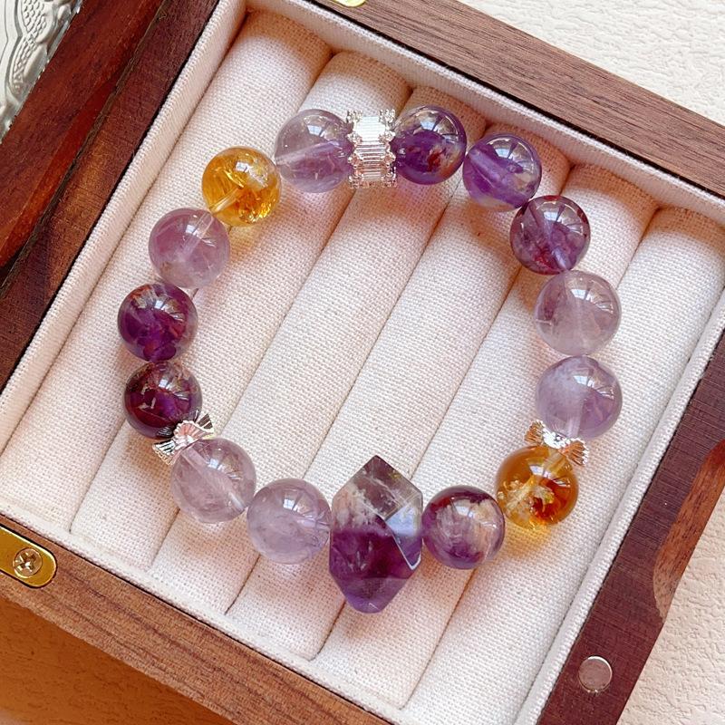 Citrine, crystal bracelet women s New Year s niche design purple bracelet.