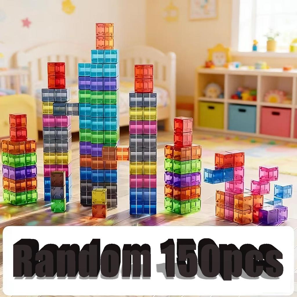 DIY Magnetic Building Blocks Transparent Square Toy Colorful Cubes Toy Assembly Toy Construction Toy for ChildrenGift