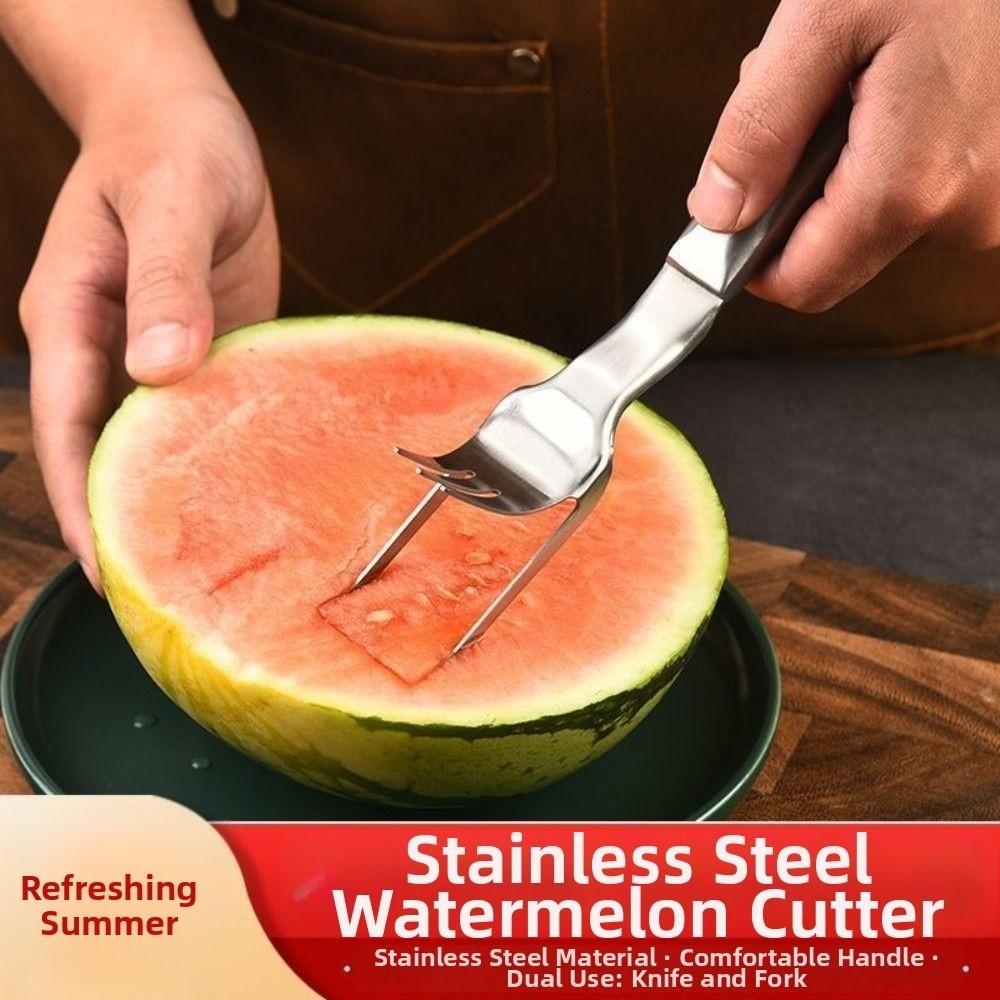 Rust-proof Watermelon Fork Cutter Stainless Steel Fruit Digging Tool Watermelon Cube Cutter Summer