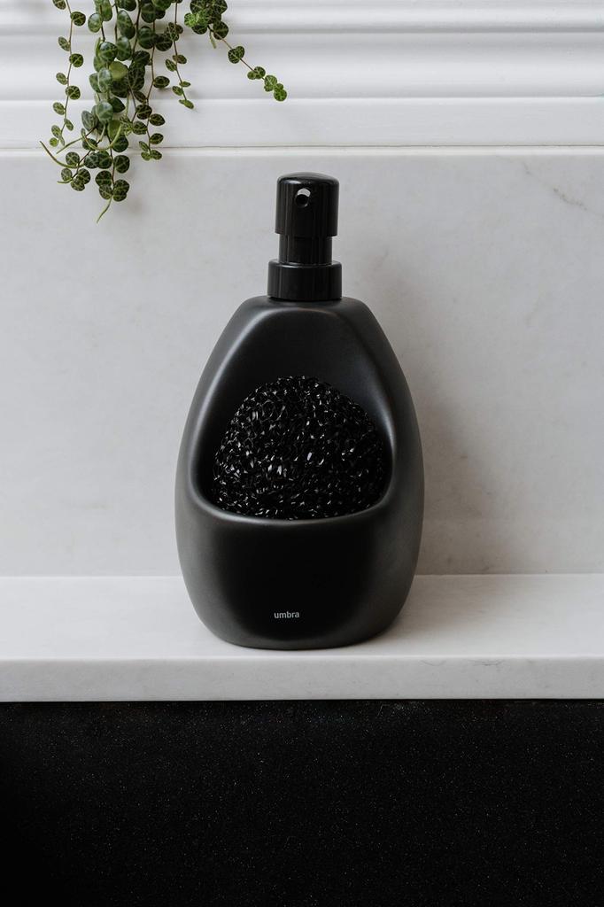 Umbra JOEY Soap Ceramic Soap Pump with 740ml Dispenser, Scrubby, Black,