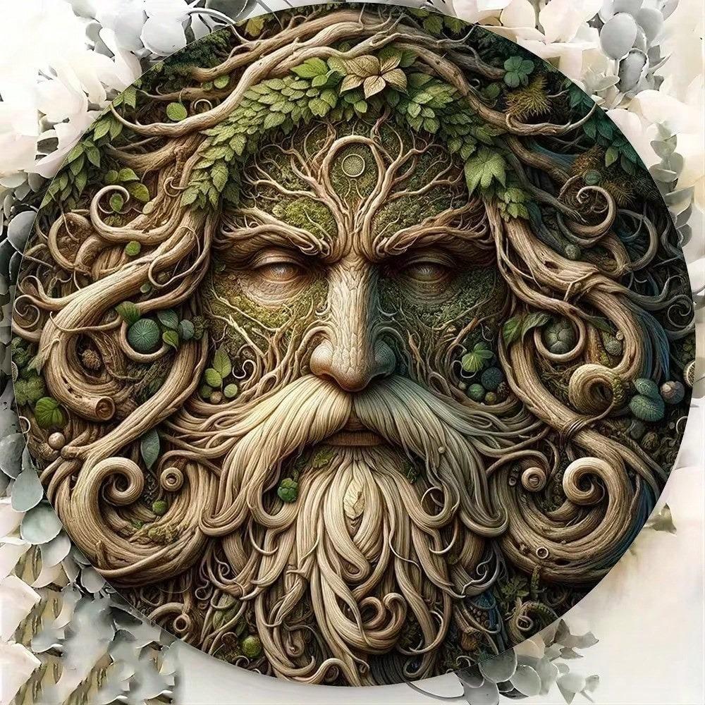 Enchanted Green Man Spirit Metal Wall Art Decor Pagan Garden Hanging