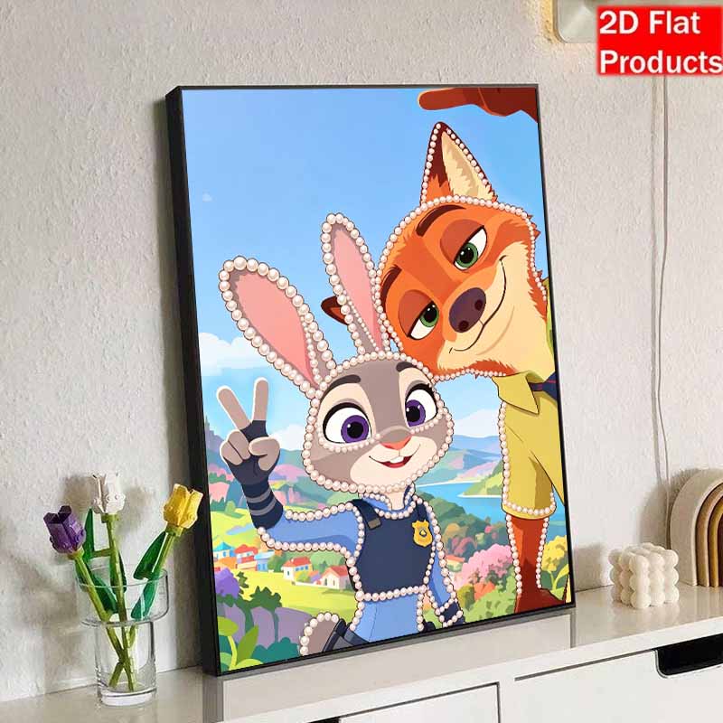 Disney Pearl Painting DIY Judy and Nick CP Feeling Directly Full of Pearl Art Painting Pearl Gem Painting, Home Wall Decoration Crafts