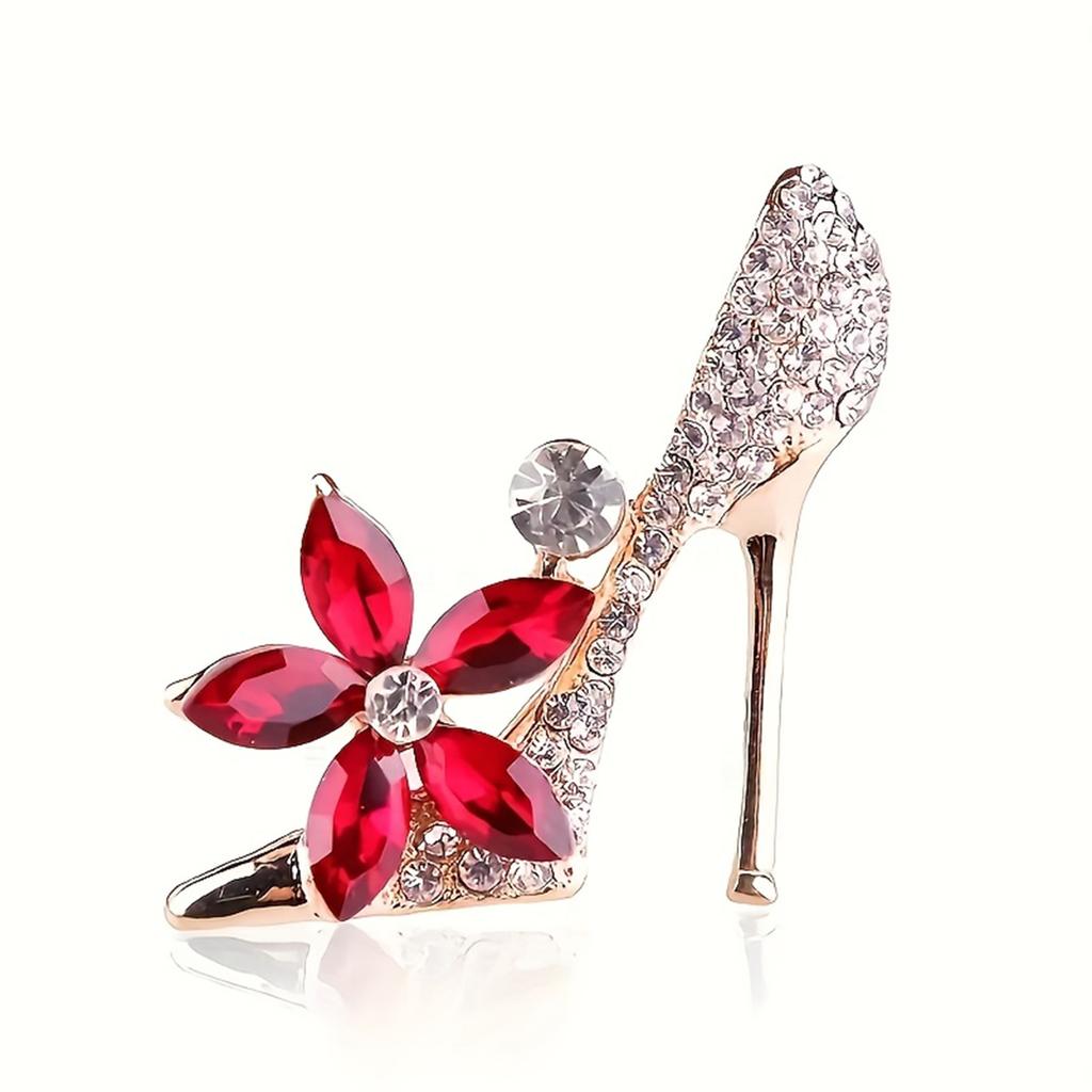 Red High Heel Brooch Pin for Women - Brooch with Scarf Clip, Fashion Statement Versatile Accessory for Coat Bag