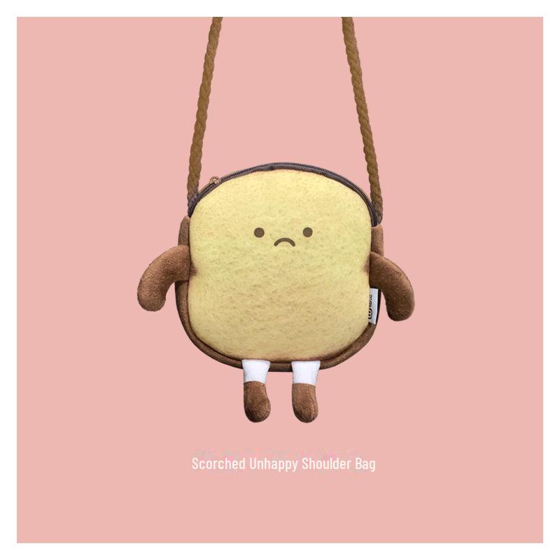 Creative Cartoon Toast Bread Crossbody Bag – Cute & Casual Shoulder Coin Purse for Students