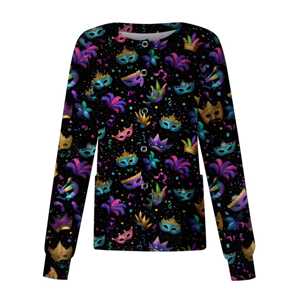 Women's Casual Long Sleeve Single Breasted Printed Dry- Top