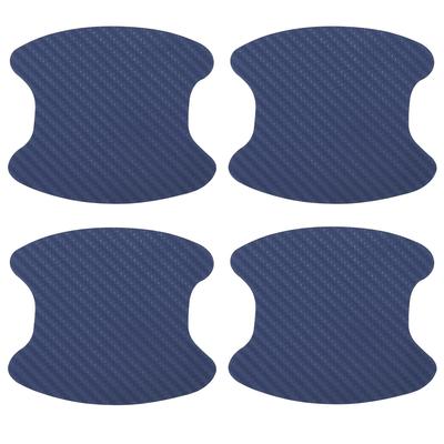 X AUTOHAUX Car Door Bowl Handle Sticker Protector Anti-Scratch Protective Film Universal Carbon Fiber Pattern Blue 4pcs