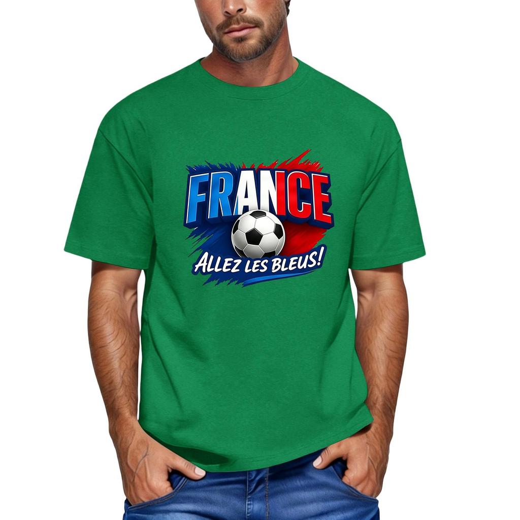 Men's Short Sleeve Crew Neck T-Shirt with Football Graphic and Text Print Casual Fit Lightweight Top for Everyday Wear