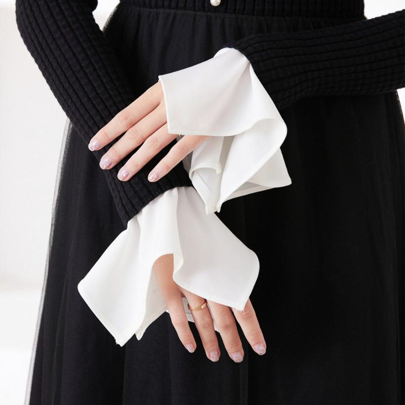 Girl's Fairy Flower Decorative Fake Sleeves Elegant Flared Ruffled False Cuff Women Elegant Sweater Decorative Arm Covers