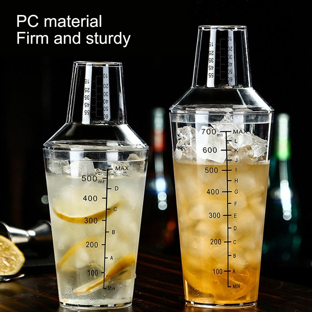 Scale Markings Cocktail Shaker Set Clear Plastic Measuring Jigger Set Drink Mixer Shaker Bar