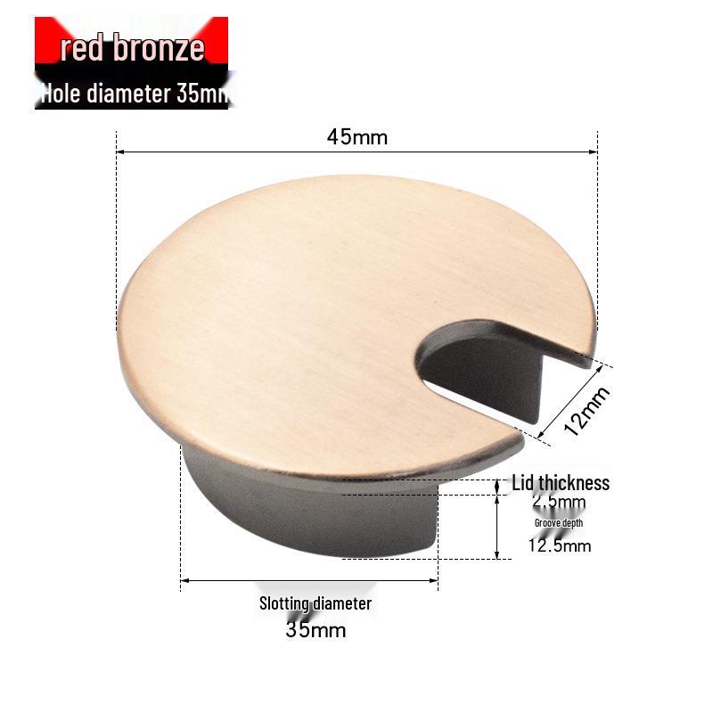 Zinc Alloy Desk Cable Grommet - Round Desktop Cable Pass-Through Cover