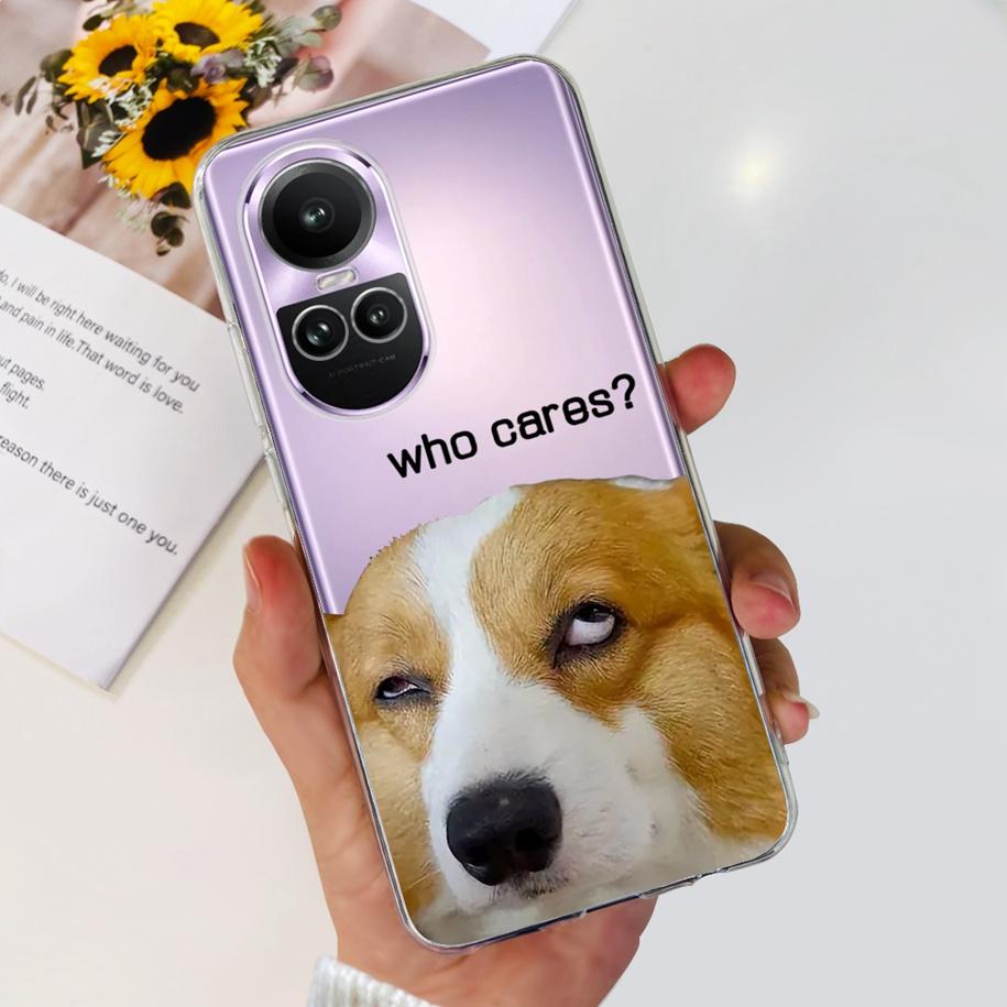 For Oppo Reno 10 Pro 5G Case Reno 10 Phone Case Fashion Flower Cartoon Clear Silicone Shockproof Cover For Reno10 Pro Plus Coque
