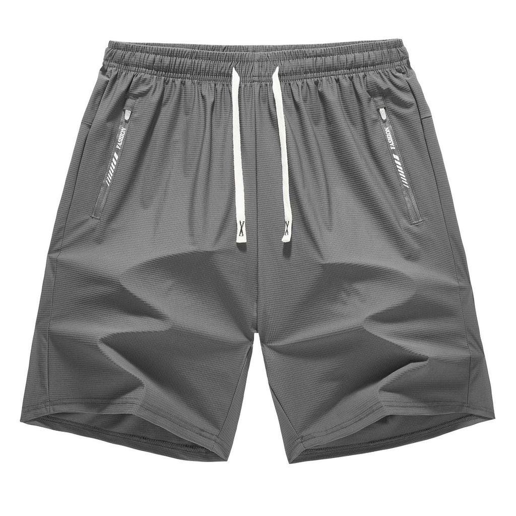 Men Lightweight Drawstring Waist Athletic Shorts with Zipper Pockets Breathable Mesh Fabric Casual Fit
