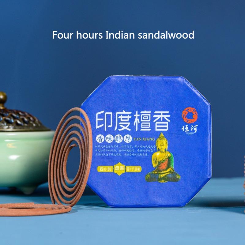 4/12/24 Hours Natural India Coil Incense Sandalwood Temple Worship Buddha Indoor Studyroom Purify The Air Bathroom Deodorization 4 hours