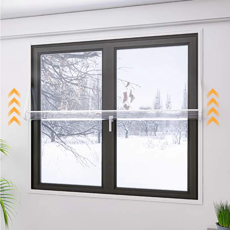 Winter Window Curtain Keep Warm Transparent Film With Folding Design Windproof Self-Adhesive Clear Soft Glass Shrink Heat Film