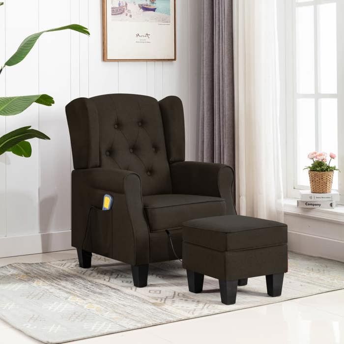 VidaXL Massage Chair with Footrest Electric Recliner Chair Living Room Home Interior Brown 320166
