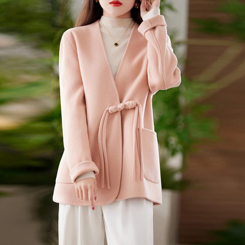 

100% шерстяное женское пальто MODERN NEW SAGA осенняя шерстяная куртка ручной работы бушлат зимнее теплое пальто M розовый