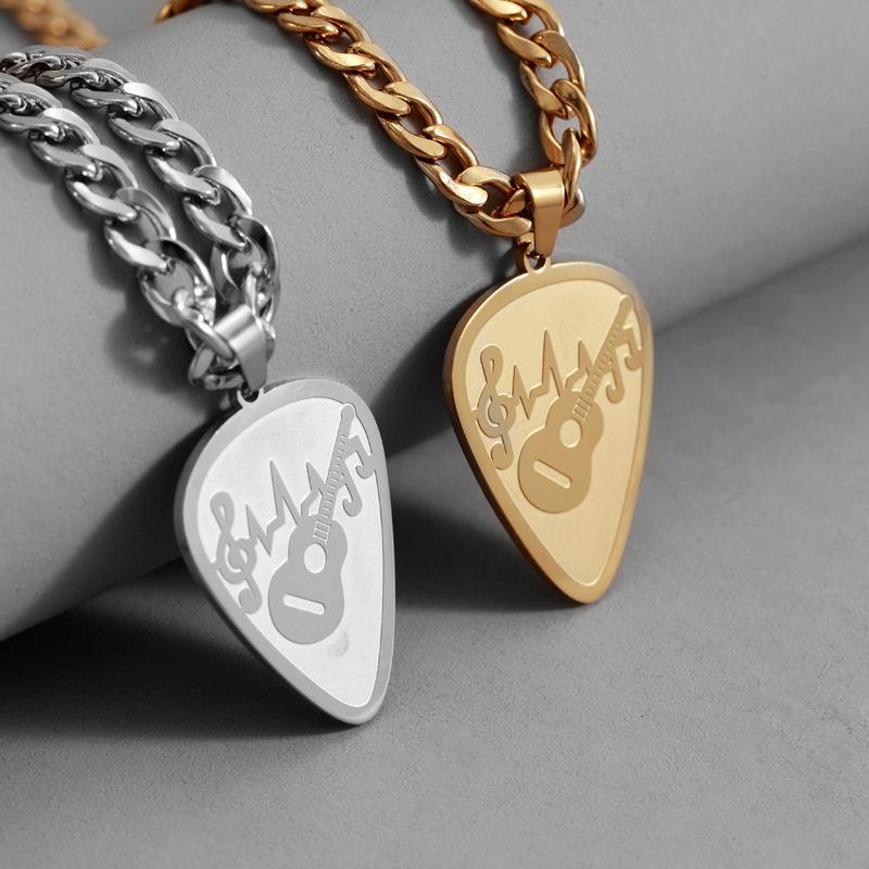 Guitar Node Mønster Guitar Plekter Halskæde Alsidig Titanium Stål Smykker til Mænd og Kvinder