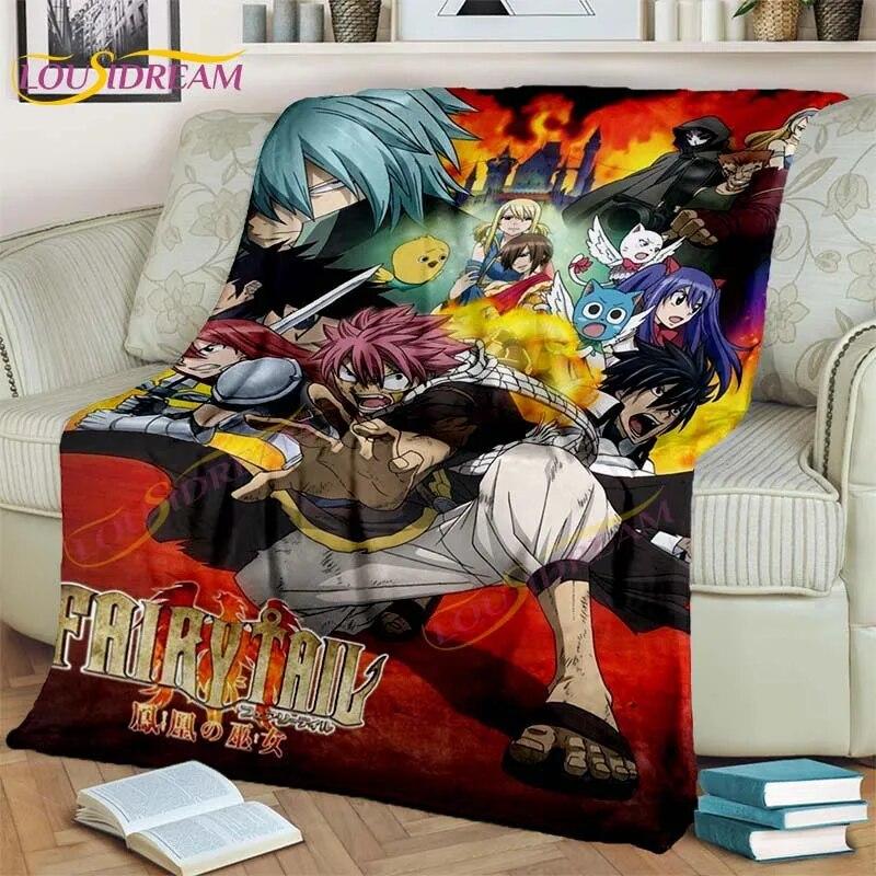 Fairy Tail Blanket Anime Blanket Natsu Blanket 3D Cartoon Covered Blanket Flannel for Bedding Children Room Decor Warm Blanket