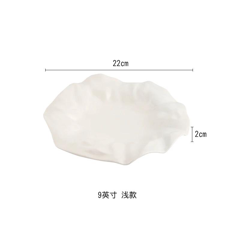 

porcelain dinner dishes Hotel pure white irregular folded plate creative stir fry dish Personalized artistic conception tablewar