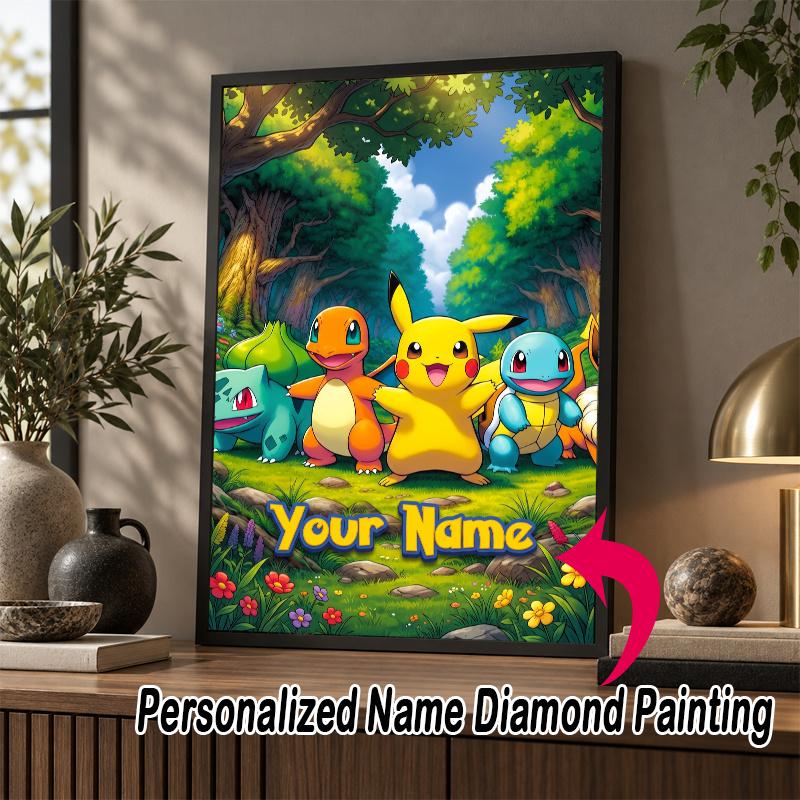 Personalized Bulbasaur Charmander Squirtle Diamond Art Custom Name 5D Diamond Painting Full Drill DIY Craft