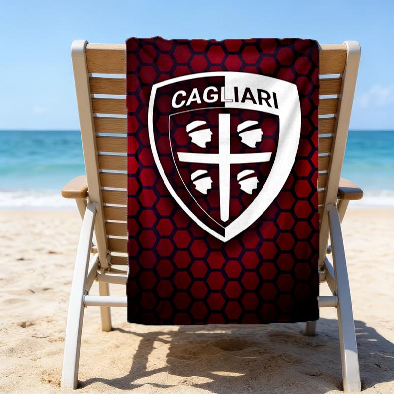 Football Cagliari Design Beach Towel - Soft, Absorbent Microfiber, Lightweight, Ideal for The Beach, Parties, Travel, Camping fan gifts