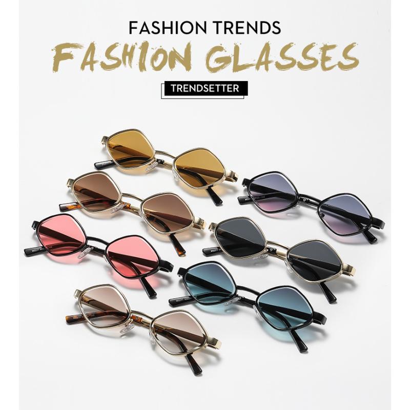 Fashion Polygonal Women Sunglasses Vintage Brand Irregular Sun Glasses Unique Metal Frame Punk Eyewear Men