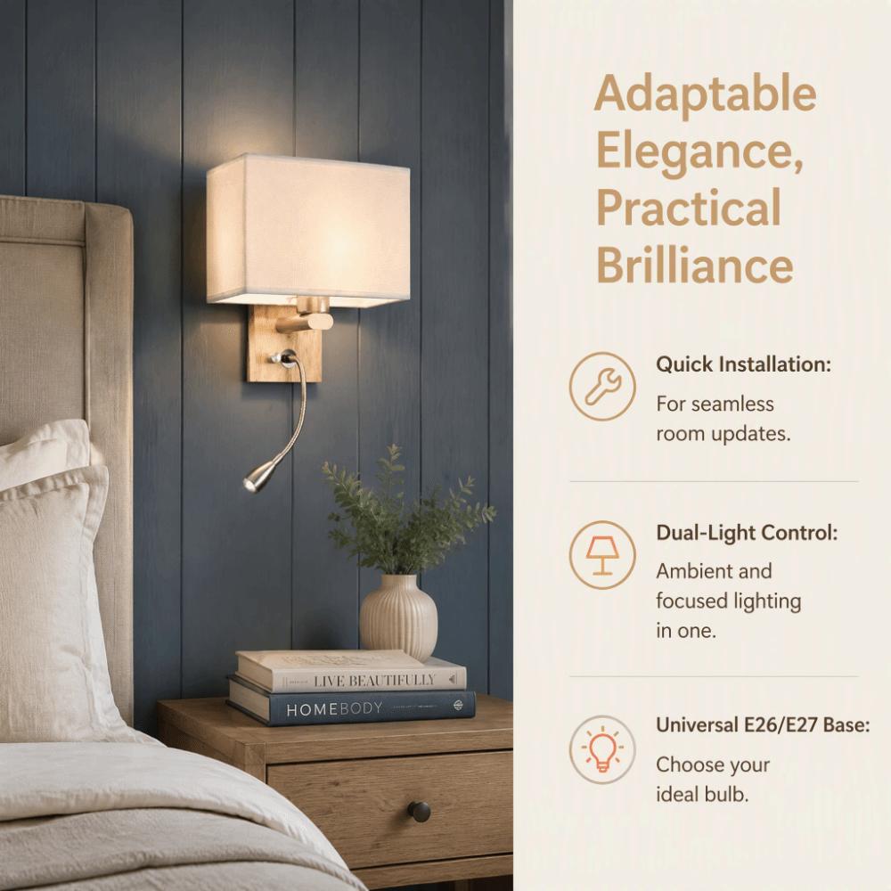 85-265V LED Wall Lamp with Rotary Switch Wall Lantern Fixture Nordic Style Sconce  Reading Nook