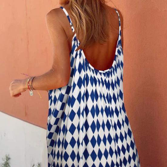 Boho Sleeveless Maxi Dress for Women Summer Flowy Backless Long Dress Casual Beach Ruffle Swing Sundress