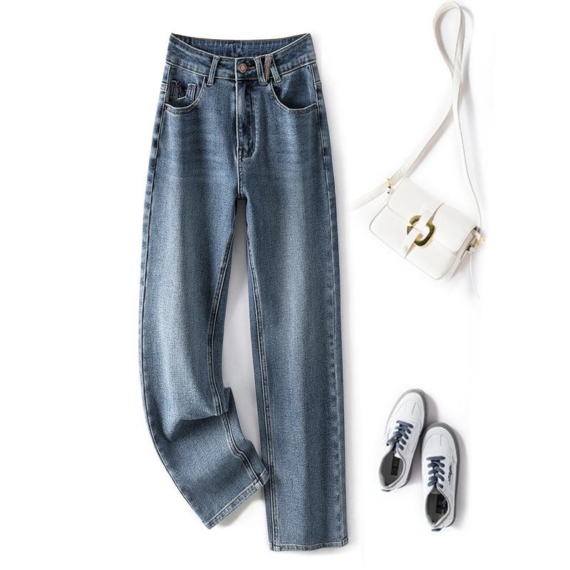 

Женские осенние новые облегающие стрейч-брюки 100 с высокой талией из ретро-джинса в стиле ретро L синий