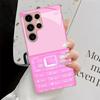 Pink retro button glass phone case suitable for Samsung Galaxy S26 S25 S24 S23 S22 S20 FE/Ultra/Plus anti drop back cover
