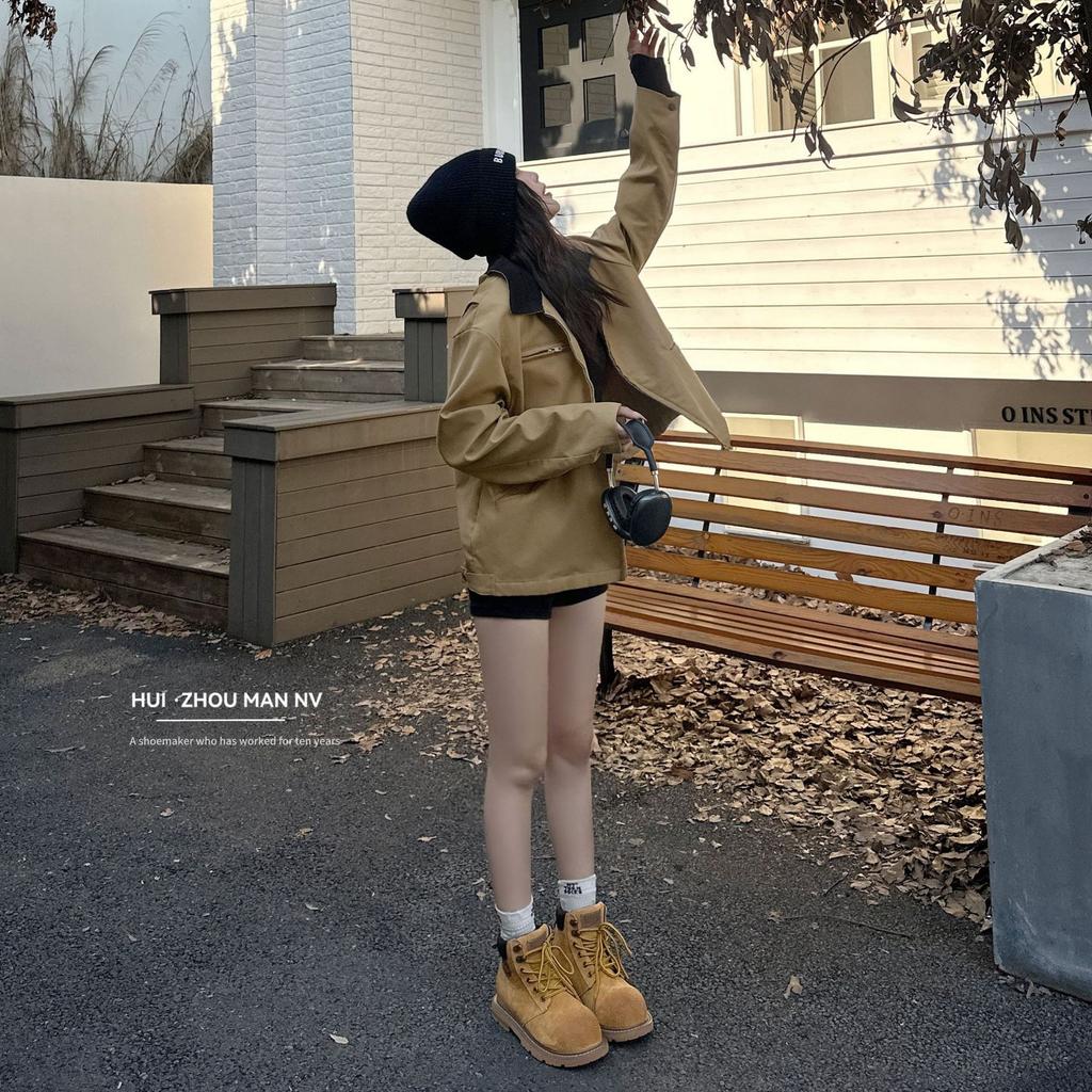 Cowhide Version~ Niche Q Cute Big Yellow Women's Boots Leather Old Martin Boots Women's British Style Thick-soled Short Desert Boots