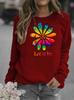 Sunflower Print Women's Round Neck Hoodie