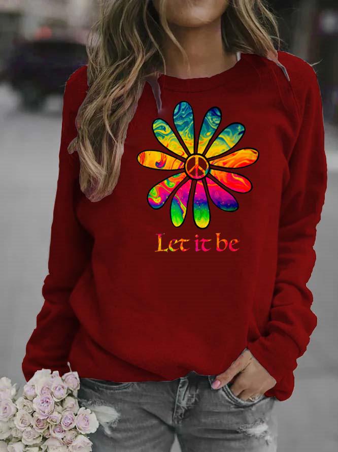 Sunflower Print Women's Round Neck Hoodie