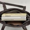 Yogodlns or Daily Commute Shopping Minimalist Vintage Glossy Tote Bag Belt Detail Large Capacity Zipper PU Water Resistant Shoulder Bag