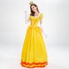 Elegante Vestito Costume da Principessa Daisy con Guanti e Copricapo per Divertimento di Halloween