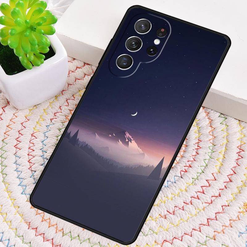 Marble Mountain Moon Silicone Phone Case For Samsung Galaxy note 10 pro S26 S25 S24 S23 S22 S21 Plus S25Ultra Capa Cover