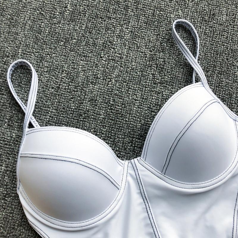 Jednoczęściowy strój kąpielowy dla kobiet w jednolitym kolorze Sexy siateczkowy strój kąpielowy bikini