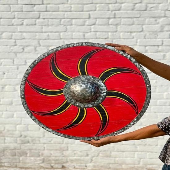Handmade Wooden Viking Shield: Medieval Wall Decor,60.96 Cm