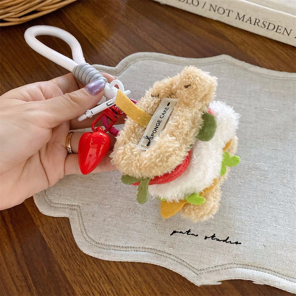 

Kawaii Funny Simulation Food Keychain Burger Bag Keyring Soft Cake Plush Pendant Bag Decoration Style8