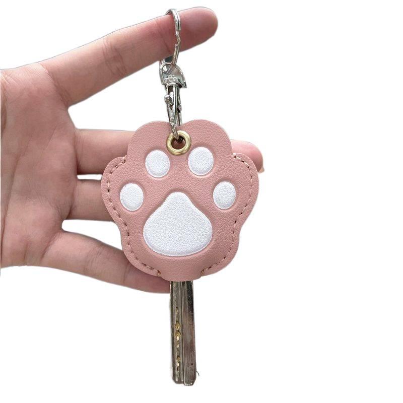 Cute Cartoon Cat Paw Keychain Pendant | Women's Access Card Holder & Electric Vehicle Key Cover