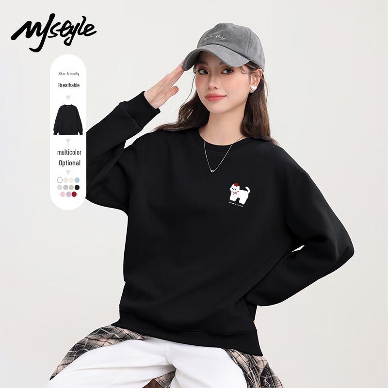 

MJ STYLE Women s Loose Fit Round Neck Sweatshirt S