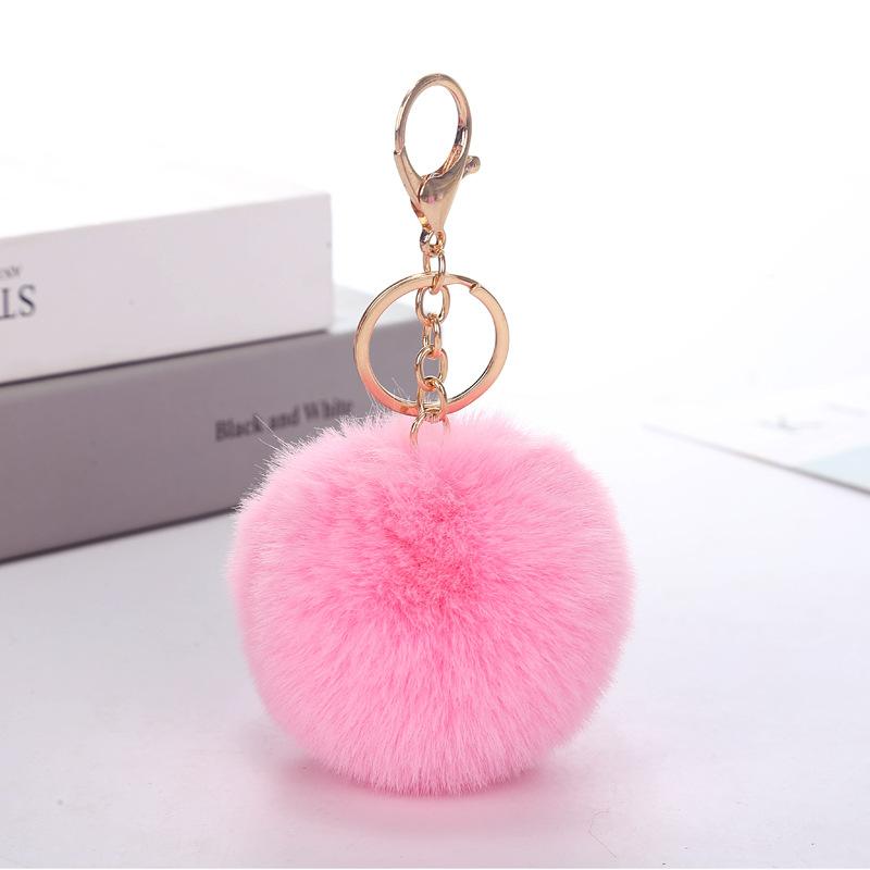 Schlüsselanhänger mit Kunsthasenfell-Bommel, Flauschiger Pompon-Taschenanhänger, Modisches Fellbommel-Accessoire für Damen-Taschen
