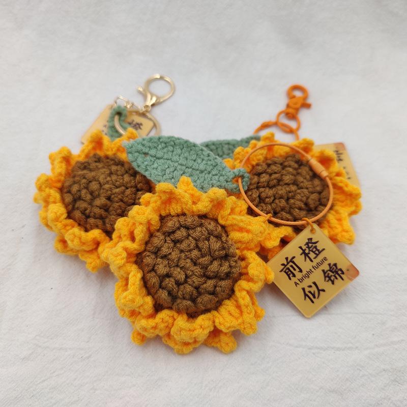 Bright Future Sunflower Crochet Bag Pendant Keychain Gift
