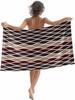 Beach Towel Moroccan Ombre Grey Bath Pool Towels Abstract Wave Lines Absorbent Beach Towel Soft Large Quick Dry Lightweight