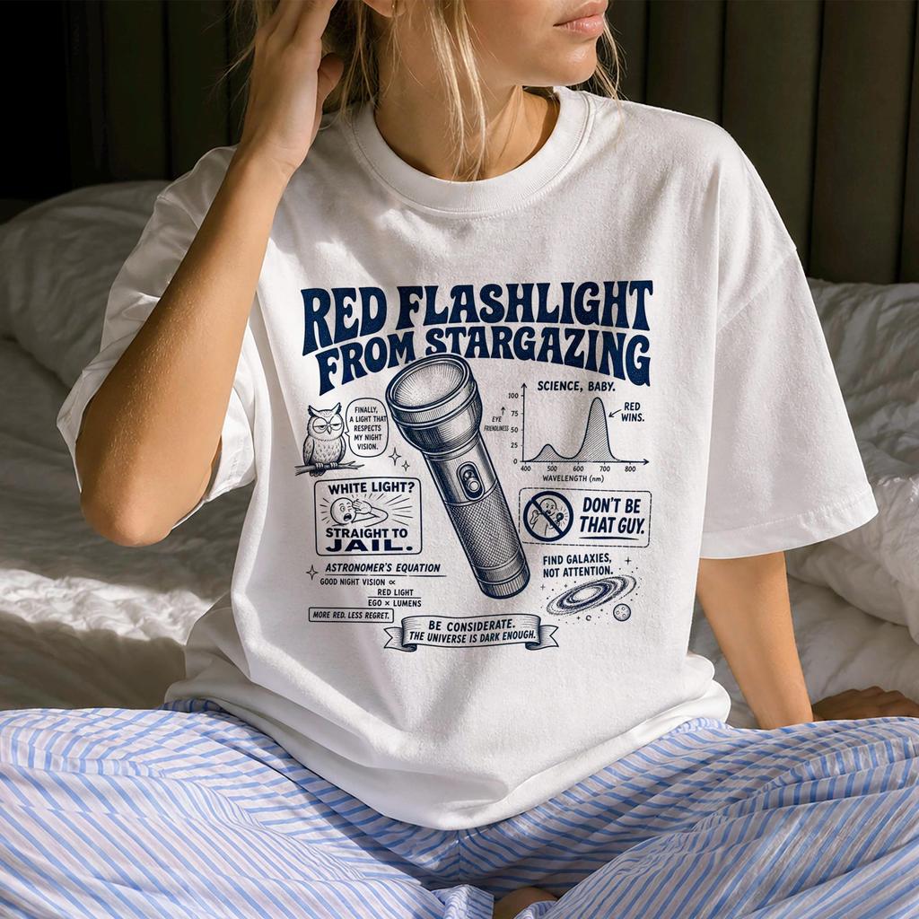 Funny Red Flashlight Shirt - Retro Stargazing Gift - Sarcastic Red Flashlight Clothing
