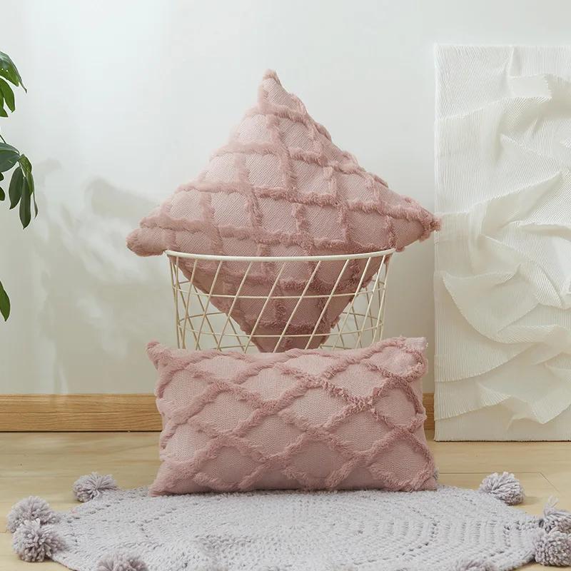 Boho Decorative Pillow Covers Soft Plush Short Faux Wool Couch Pillow Covers Luxury Cushion Covers 35X50 40X40 45X45CM for Sofa
