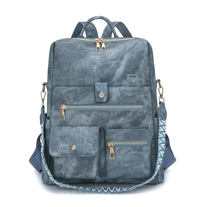 PU Backpack Multi Pocket Zipper Closure Casual Daypack for Women Daily Travel