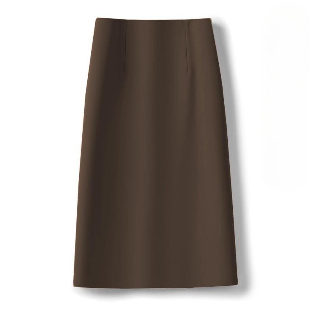 Women's High Waist A-Line Midi Skirt Non-Stretch Commuter Suit Skirt With Back Slit