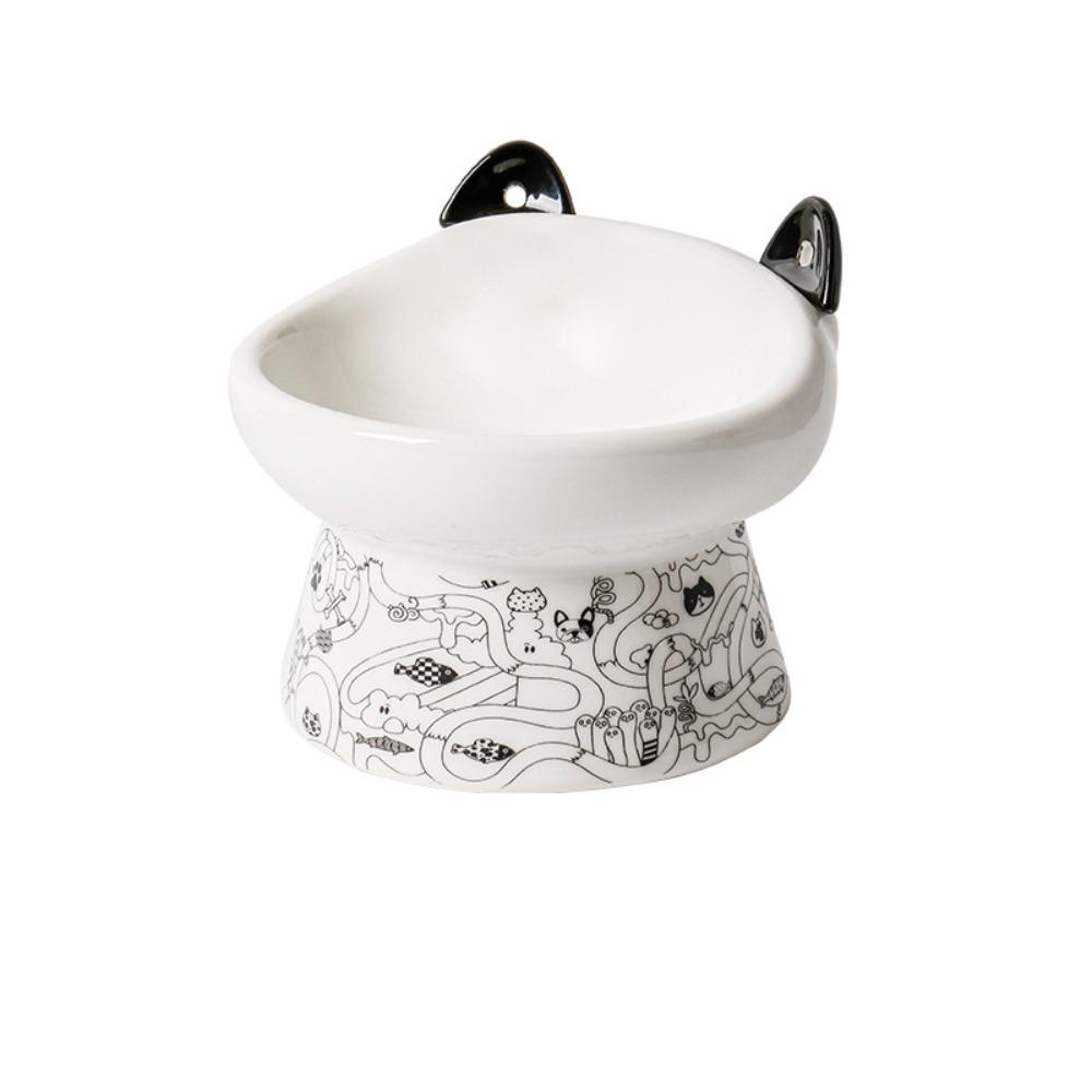 Large Capacity Pet High Foot Bowl Non-slip Dog Food Feeding Basin Ceramic Cat Bowl  Kitten Puppy